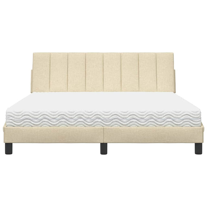 Pat cu saltea, Hanko, crem, 160x200 cm, material textil - WALTI WALTI