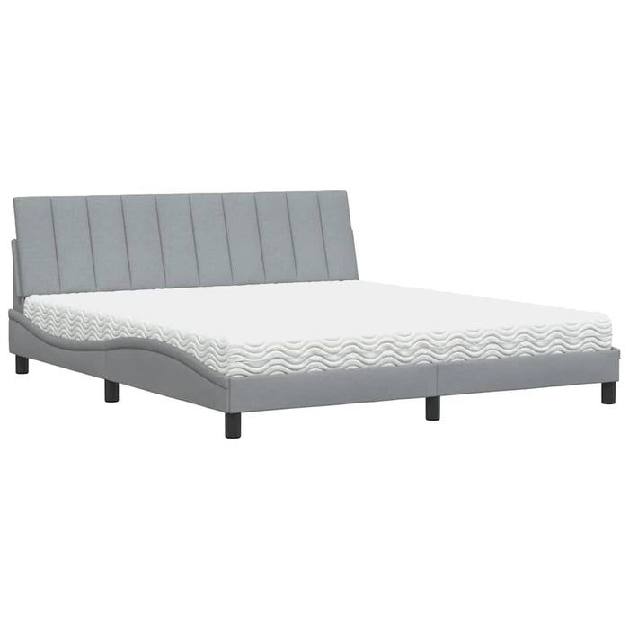 Pat cu saltea, Hanko, gri deschis, 180x200 cm, material textil WALTI