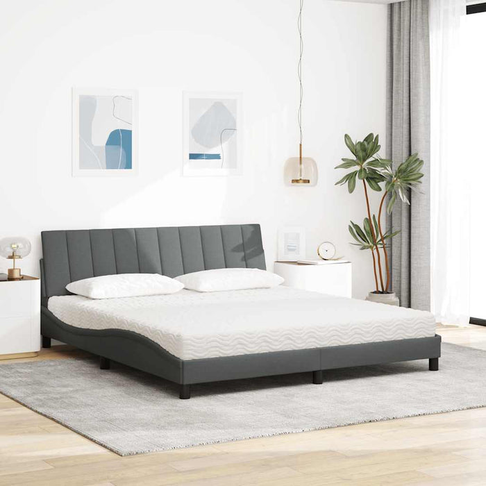 Pat cu saltea, Hanko, gri închis, 180x200 cm, textil - WALTI WALTI