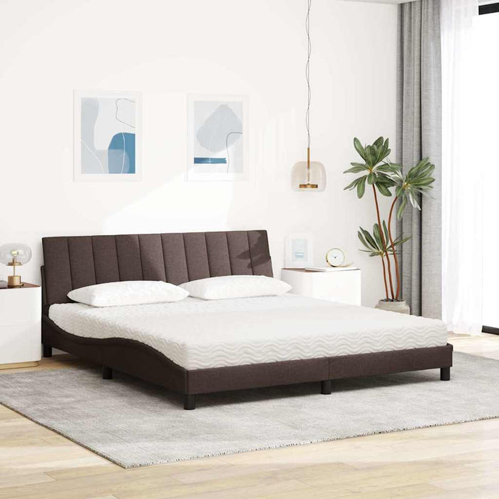 Pat cu saltea Hanko maro închis 180x200cm material textil WALTI