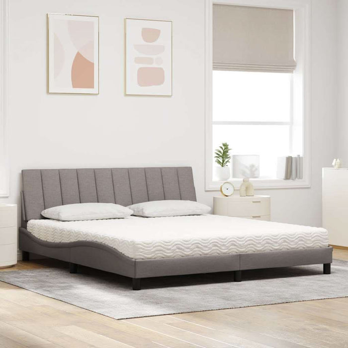 Pat cu saltea, Hanko, gri taupe, 180x200 cm, textil WALTI