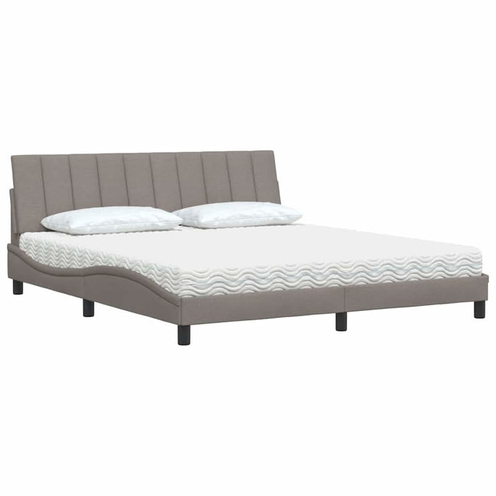 Pat cu saltea, Hanko, gri taupe, 180x200 cm, textil WALTI