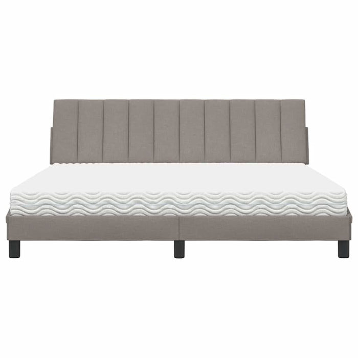 Pat cu saltea, Hanko, gri taupe, 180x200 cm, textil WALTI