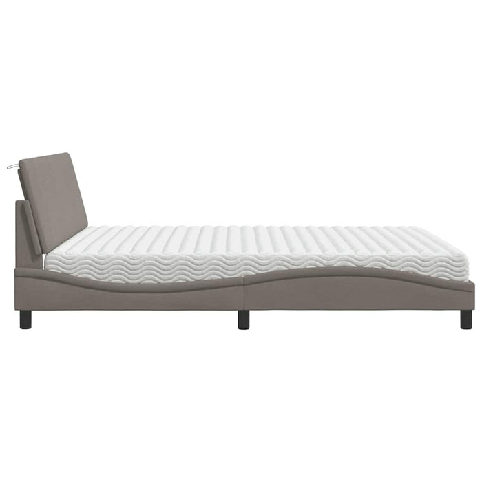 Pat cu saltea, Hanko, gri taupe, 180x200 cm, textil WALTI
