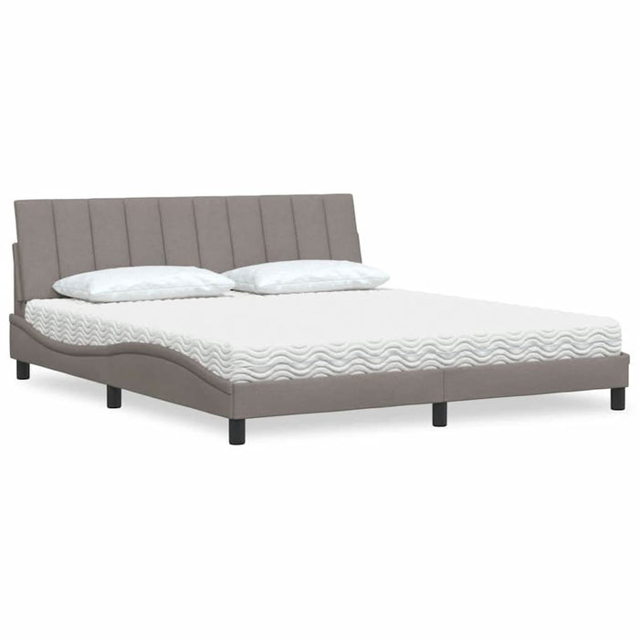 Pat cu saltea, Hanko, gri taupe, 180x200 cm, textil WALTI