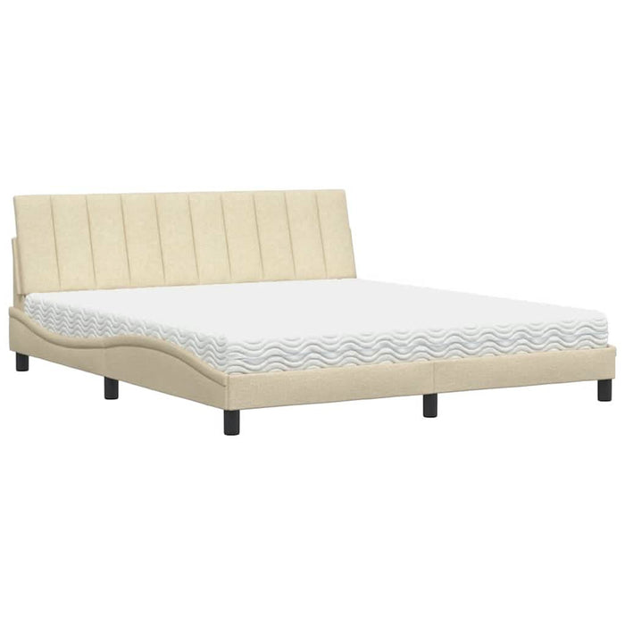 Pat cu saltea, Hanko, crem, 180x200 cm, textil WALTI
