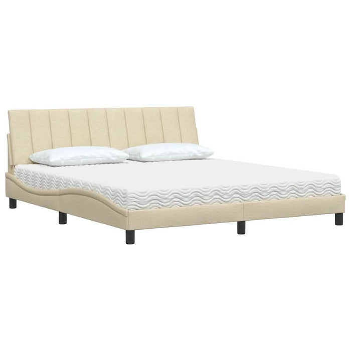 Pat cu saltea, Hanko, crem, 180x200 cm, textil WALTI