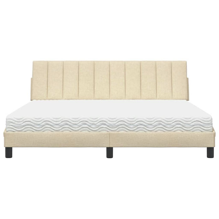 Pat cu saltea, Hanko, crem, 180x200 cm, textil WALTI