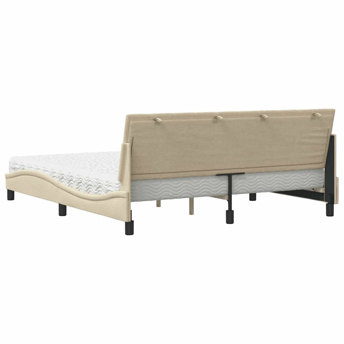 Pat cu saltea, Hanko, crem, 180x200 cm, textil WALTI