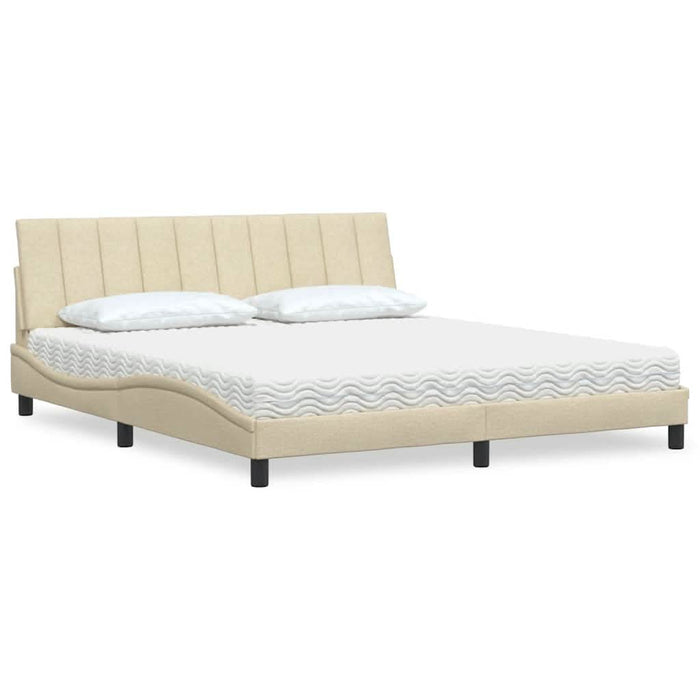 Pat cu saltea, Hanko, crem, 180x200 cm, textil WALTI