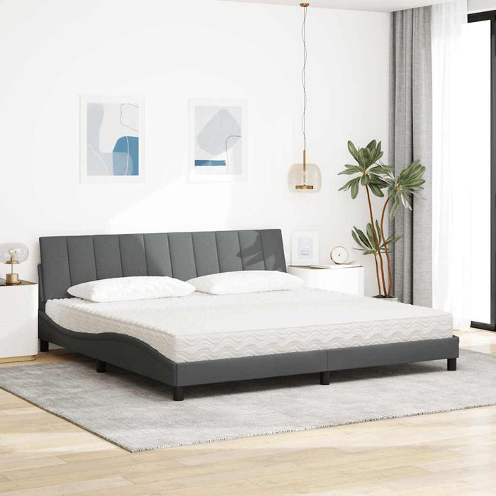 Pat cu saltea, Hanko, gri deschis, 200x200 cm, textil WALTI