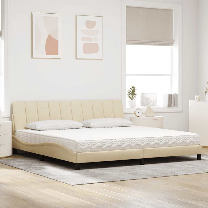 Pat cu saltea, Hanko, crem, 200x200 cm, textil WALTI