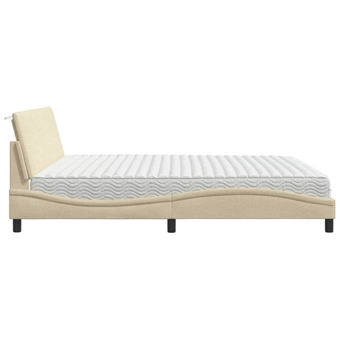 Pat cu saltea, Hanko, crem, 200x200 cm, textil WALTI