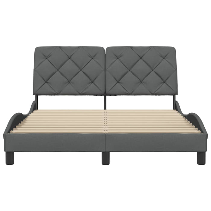 Cadru de pat fără saltea, gri închis, 140x190 cm, textil WALTI