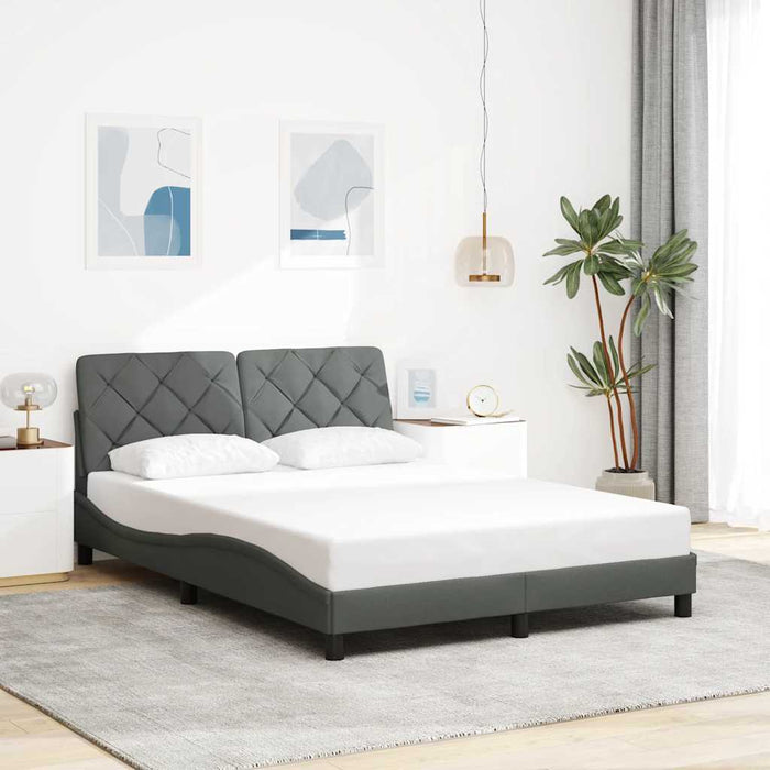 Cadru de pat fără saltea, gri închis, 140x190 cm, textil WALTI