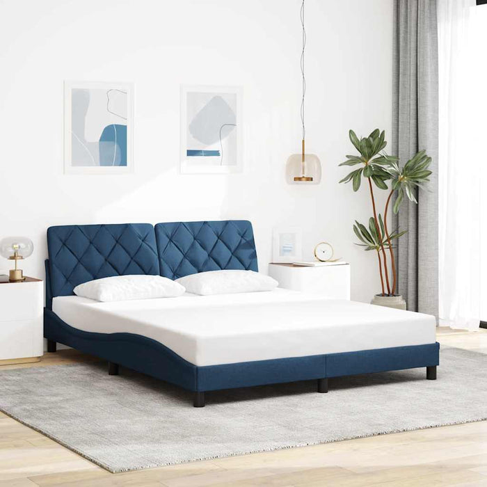 Cadru de pat fără saltea, albastru, 160x200 cm, textil WALTI