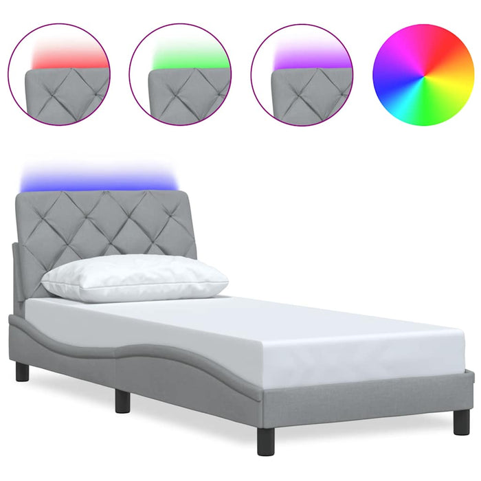 Cadru de pat cu LED fără saltea Gri deschis 80x200 cm Material WALTI