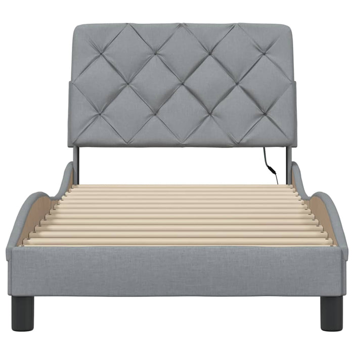 Cadru de pat cu LED fără saltea Gri deschis 80x200 cm Material WALTI