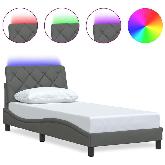 Cadru de pat cu LED fără saltea țesătură gri închis 80x200 cm - WALTI WALTI