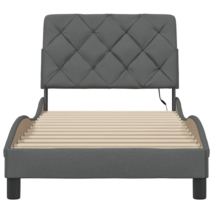 Cadru de pat cu LED fără saltea țesătură gri închis 80x200 cm - WALTI WALTI
