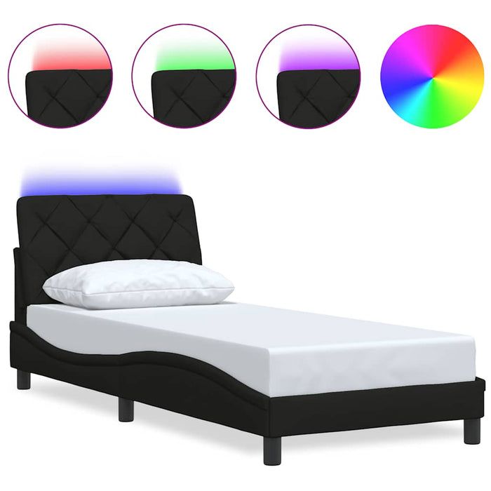 Cadru de pat cu LED fără saltea țesătură neagră 80x200 cm - WALTI WALTI
