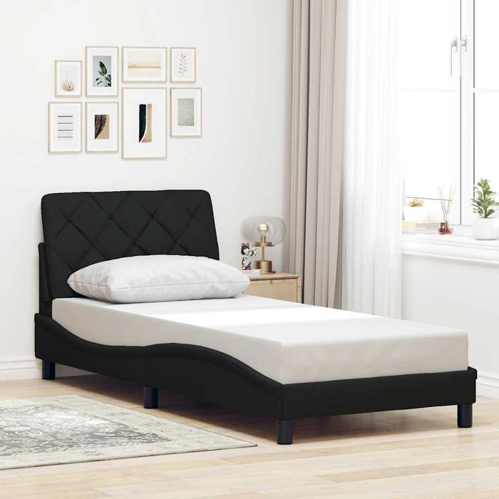 Cadru de pat cu LED fără saltea țesătură neagră 80x200 cm - WALTI WALTI