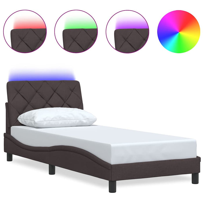 Cadru de pat cu LED fără saltea, maro închis, 80x200 cm, material textil - WALTI WALTI
