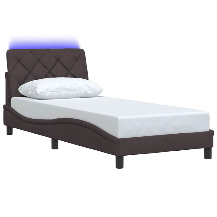 Cadru de pat cu LED fără saltea, maro închis, 80x200 cm, material textil - WALTI WALTI