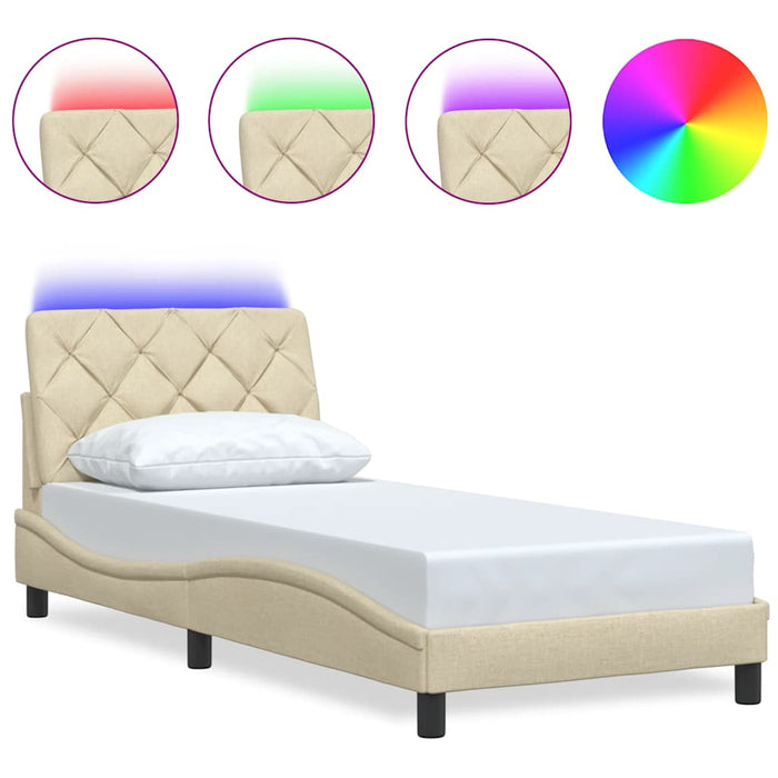 Cadru de pat cu LED fără saltea cremă 80x200 cm țesătură - WALTI WALTI