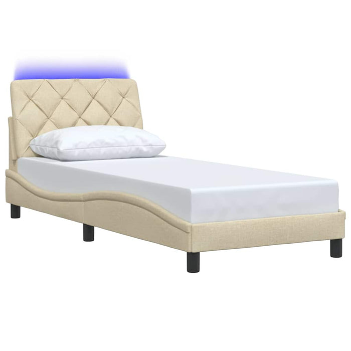 Cadru de pat cu LED fără saltea cremă 80x200 cm țesătură - WALTI WALTI
