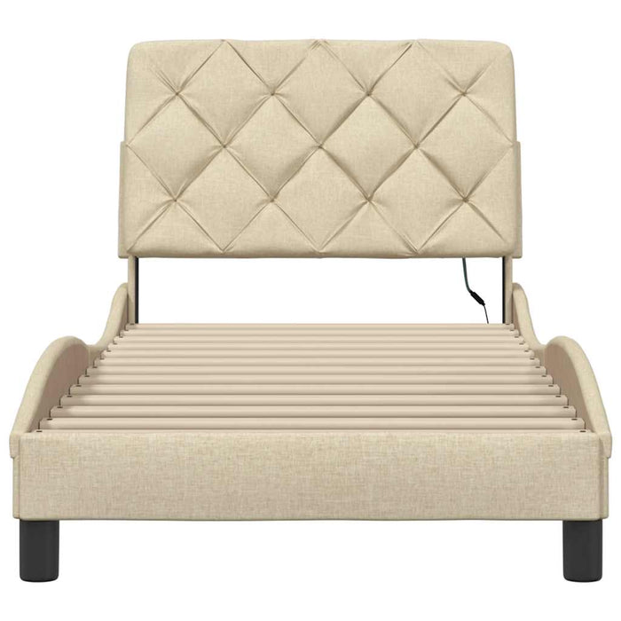 Cadru de pat cu LED fără saltea cremă 80x200 cm țesătură - WALTI WALTI