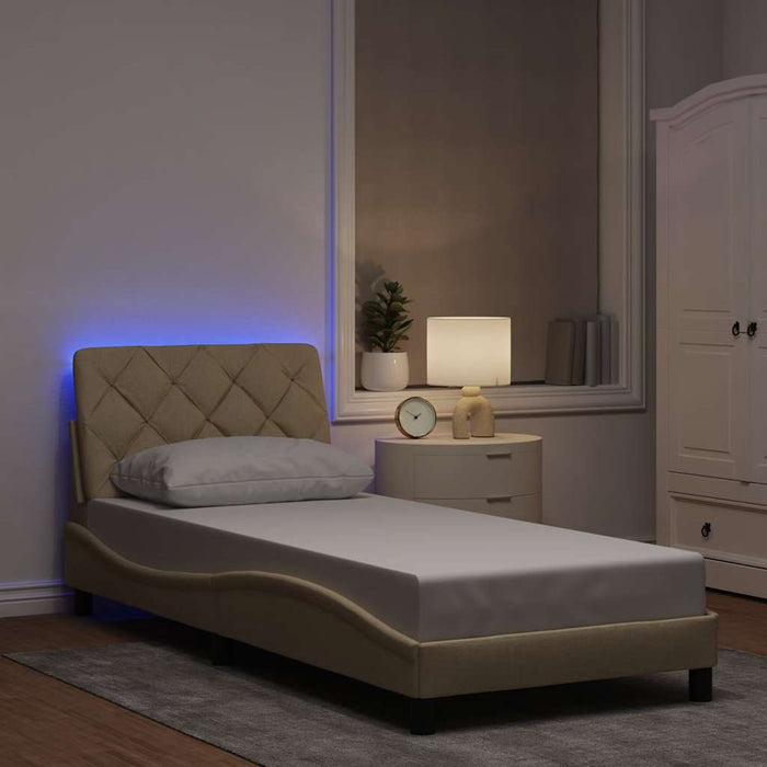 Cadru de pat cu LED fără saltea cremă 80x200 cm țesătură - WALTI WALTI