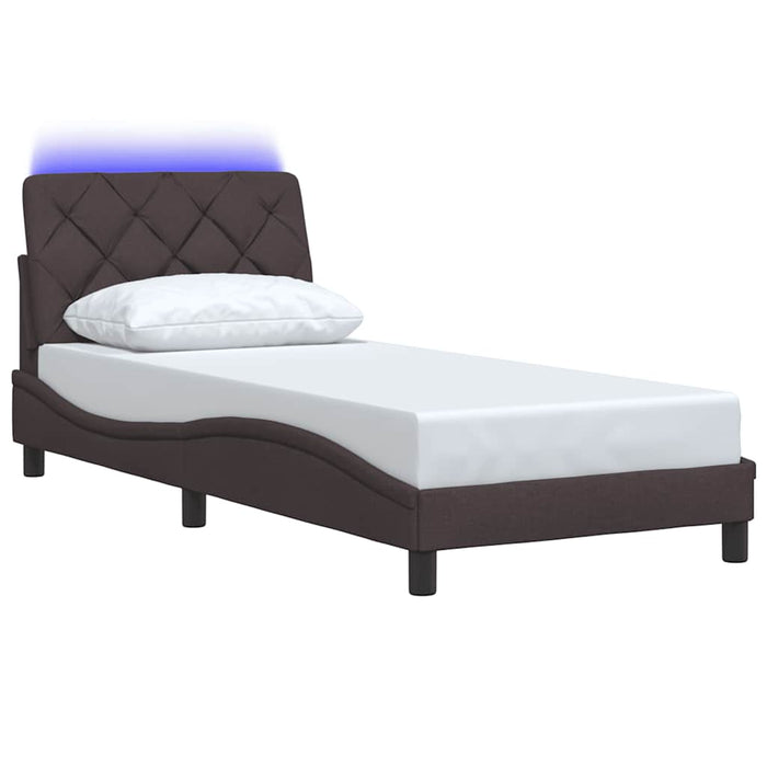 Cadru de pat cu LED fără saltea, maro închis, 90x190 cm, material textil - WALTI WALTI