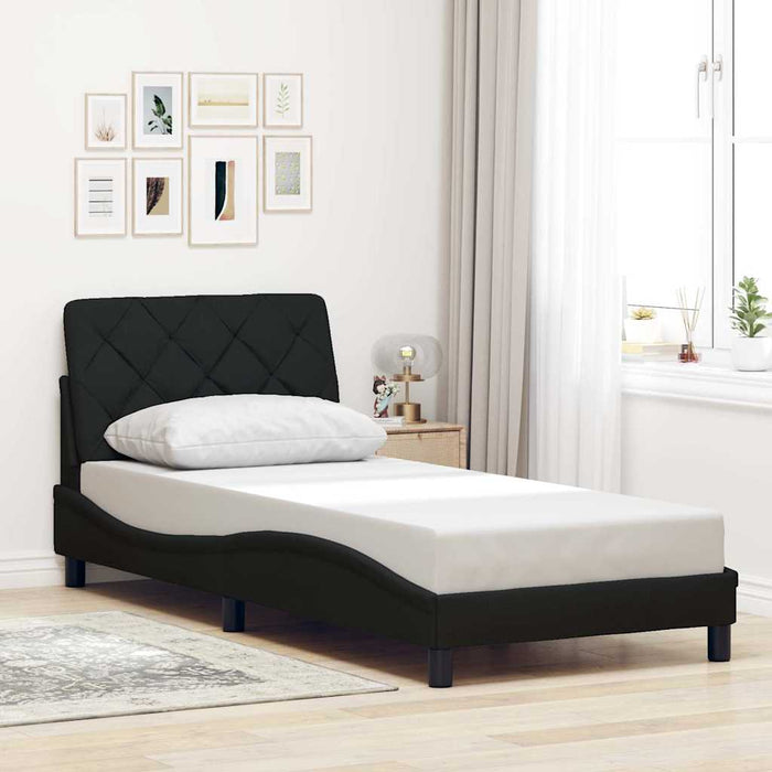 Cadru de pat cu LED fără saltea țesătură neagră 90x200 cm - WALTI WALTI