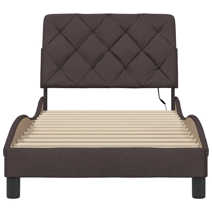 Cadru de pat cu LED fără saltea țesătură maro închis 90x200 cm - WALTI WALTI