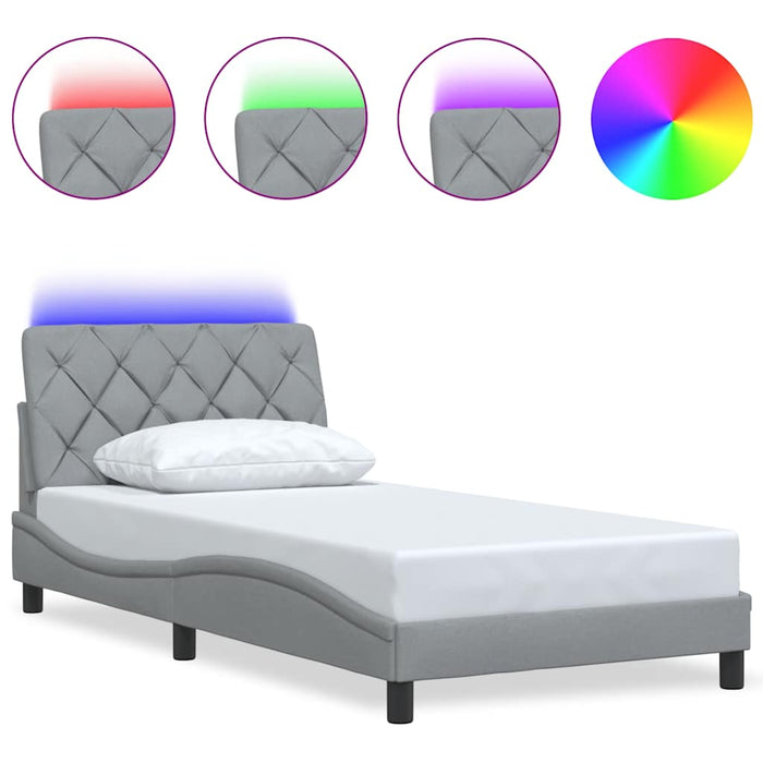 Cadru de pat cu LED fără saltea Gri deschis 100x200 cm Material - WALTI WALTI