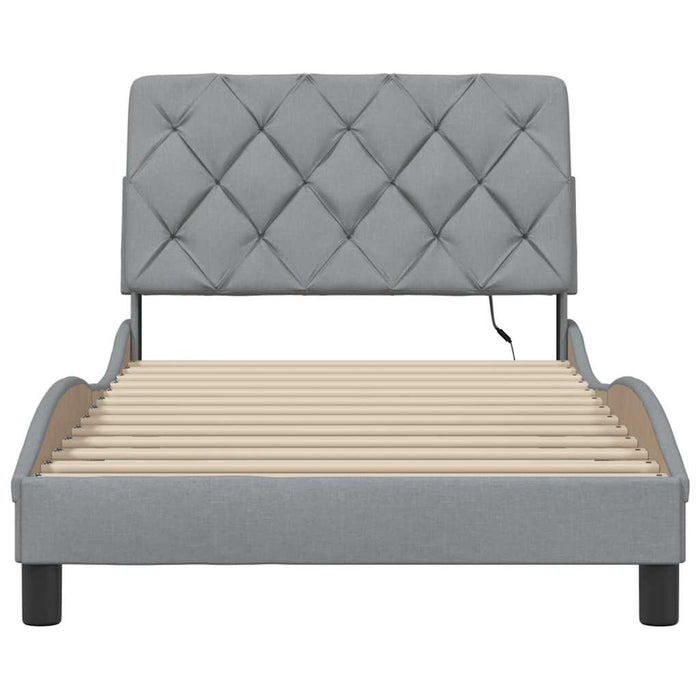 Cadru de pat cu LED fără saltea Gri deschis 100x200 cm Material - WALTI WALTI