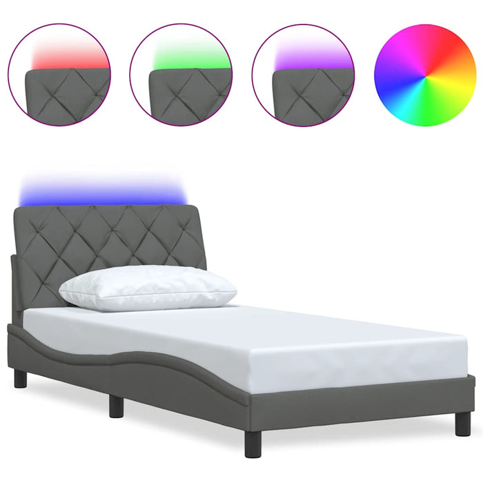 Cadru de pat cu LED fără saltea țesătură gri închis 100x200 cm - WALTI WALTI