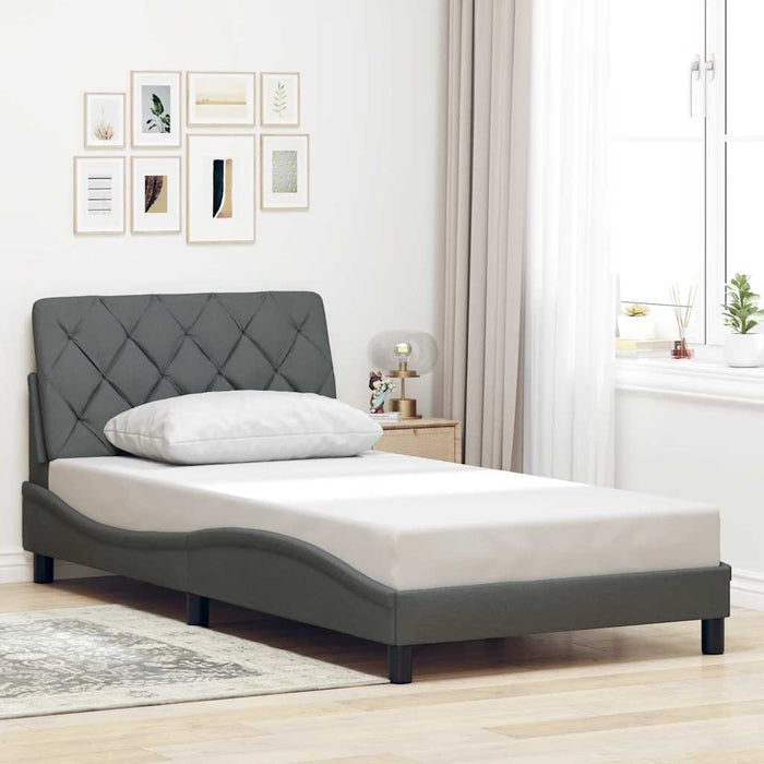 Cadru de pat cu LED fără saltea țesătură gri închis 100x200 cm - WALTI WALTI