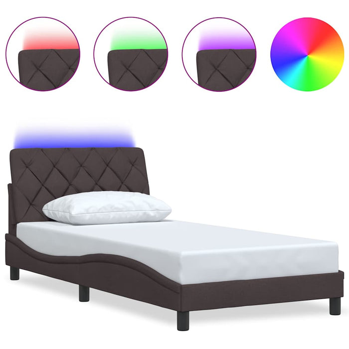 Cadru de pat cu LED fără saltea țesătură maro închis 100x200 cm - WALTI WALTI