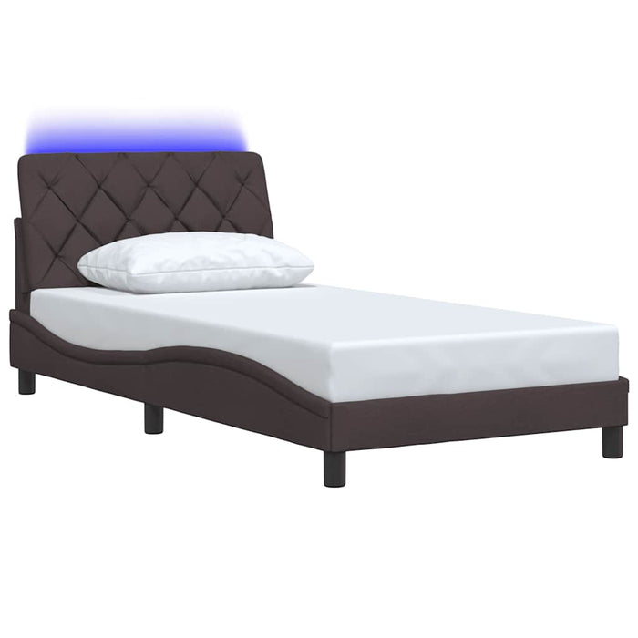 Cadru de pat cu LED fără saltea țesătură maro închis 100x200 cm - WALTI WALTI