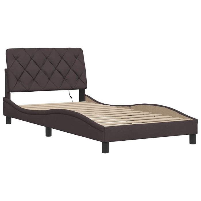 Cadru de pat cu LED fără saltea țesătură maro închis 100x200 cm - WALTI WALTI