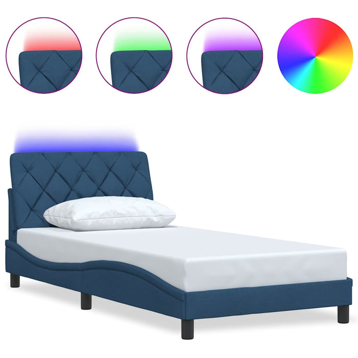 Cadru de pat cu LED fără saltea Albastru 100x200 cm Material WALTI