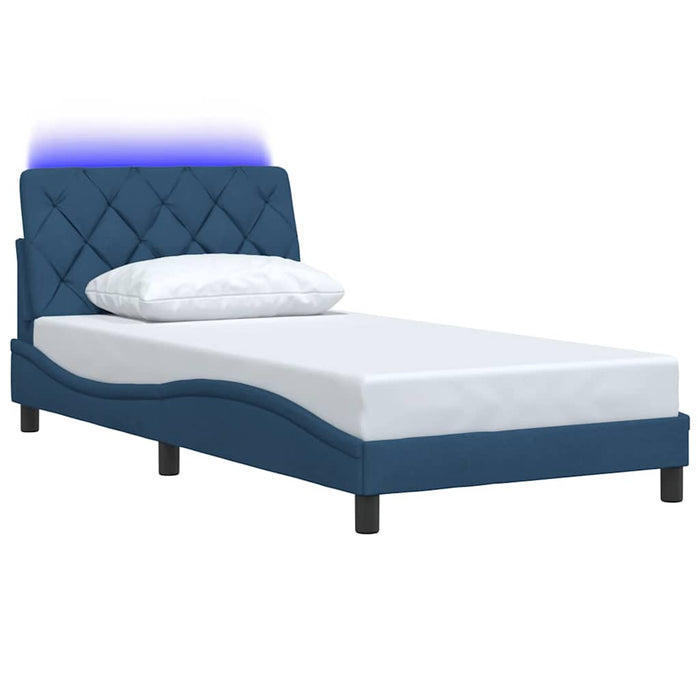 Cadru de pat cu LED fără saltea Albastru 100x200 cm Material WALTI