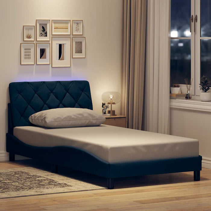 Cadru de pat cu LED fără saltea Albastru 100x200 cm Material WALTI