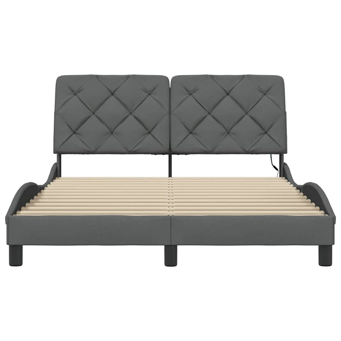 Cadru de pat cu LED fără saltea țesătură gri închis 120x200 cm - WALTI WALTI