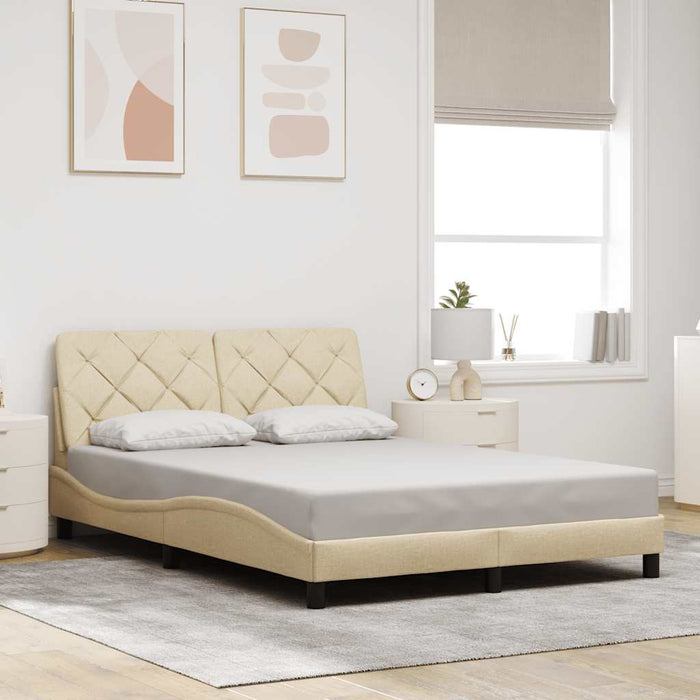 Cadru de pat cu LED fără saltea cremă 120x200 cm țesătură WALTI