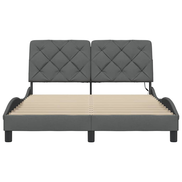 Cadru de pat cu LED fără saltea Gri închis 140x190 cm Material - WALTI WALTI