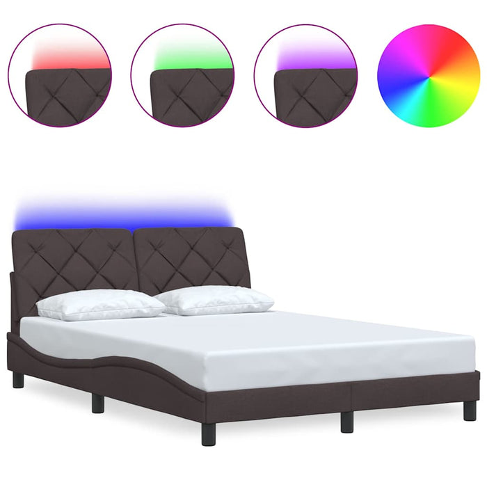 Cadru de pat cu LED fără saltea țesătură maro închis 140x190 cm - WALTI WALTI