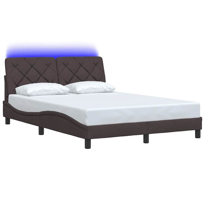 Cadru de pat cu LED fără saltea țesătură maro închis 140x190 cm - WALTI WALTI